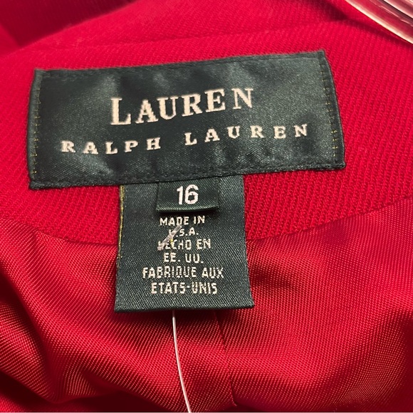 Lauren Ralph Lauren 16 XL Wool Blazer Jacket RL Lined Christmas Red - Picture 6 of 7